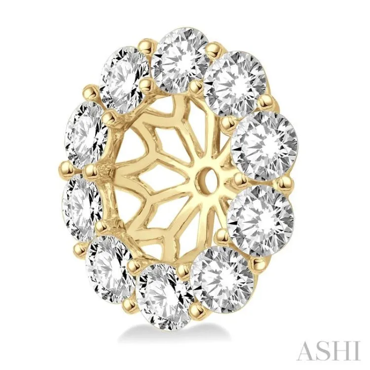 1 1/2 Ctw Round Cut Diamond Earring Jacket in 14K Yellow Gold