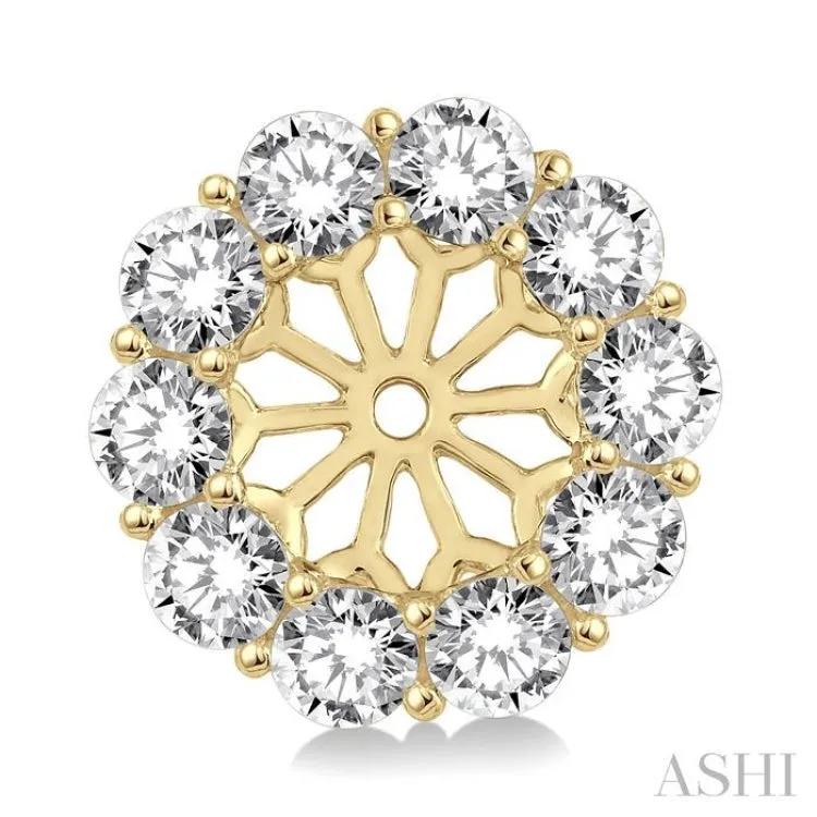 1 1/2 Ctw Round Cut Diamond Earring Jacket in 14K Yellow Gold
