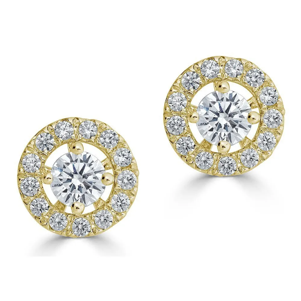 14KT 1/5 CTW DIAMOND ROUND HALO EARRING JACKETS FOR .15 CT STONE