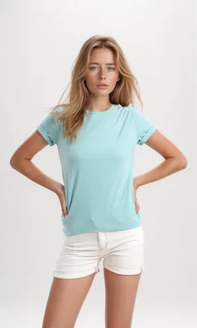 94654 Round Neck Slip On Regular Basic Dark Mint Tee
