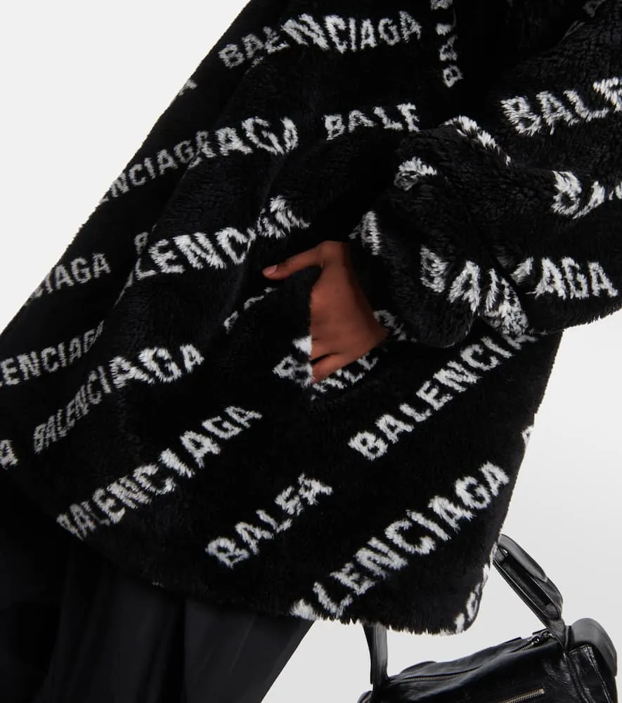 Balenciaga Logo faux fur jacket