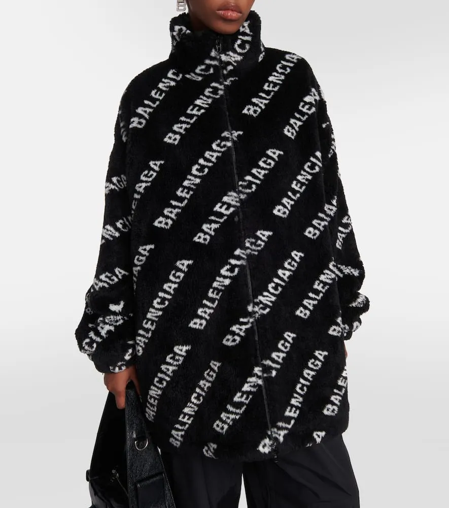Balenciaga Logo faux fur jacket