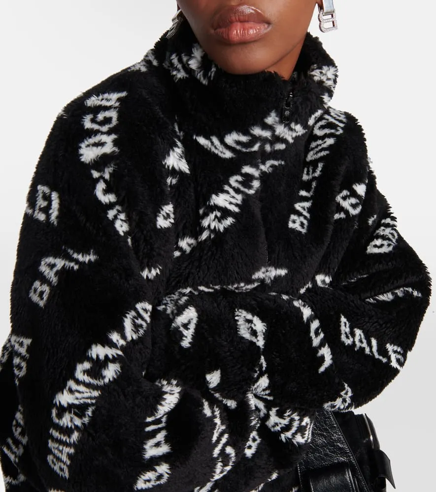 Balenciaga Logo faux fur jacket