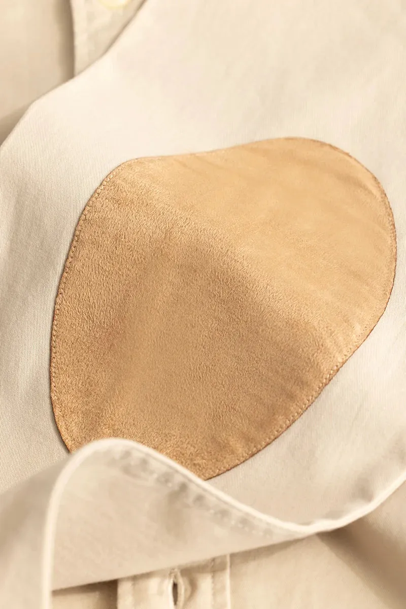 Beige Elbow Patch Oxford Shirt