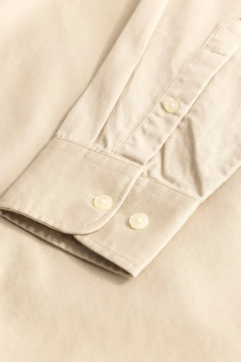 Beige Elbow Patch Oxford Shirt