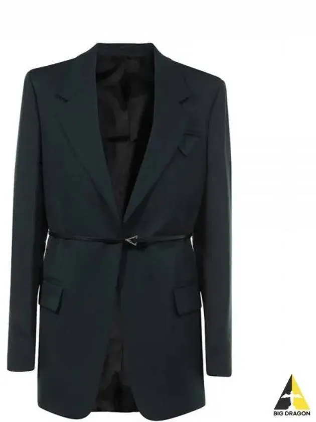Belted Wool Blazer Jacket Green
