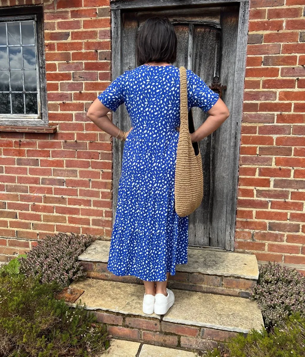 Blue Tiered Confetti Smock Dress
