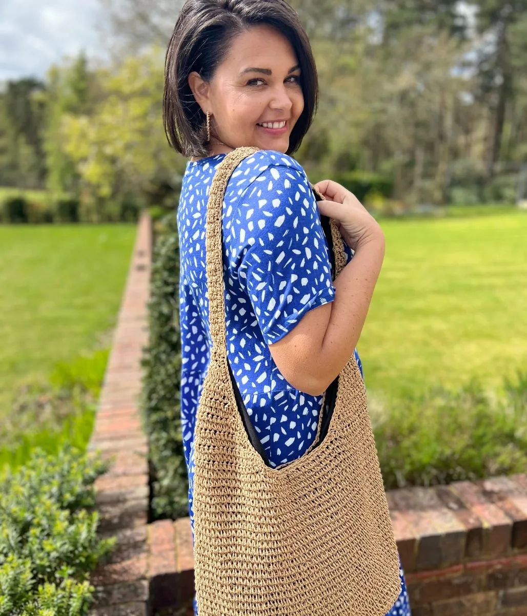 Blue Tiered Confetti Smock Dress