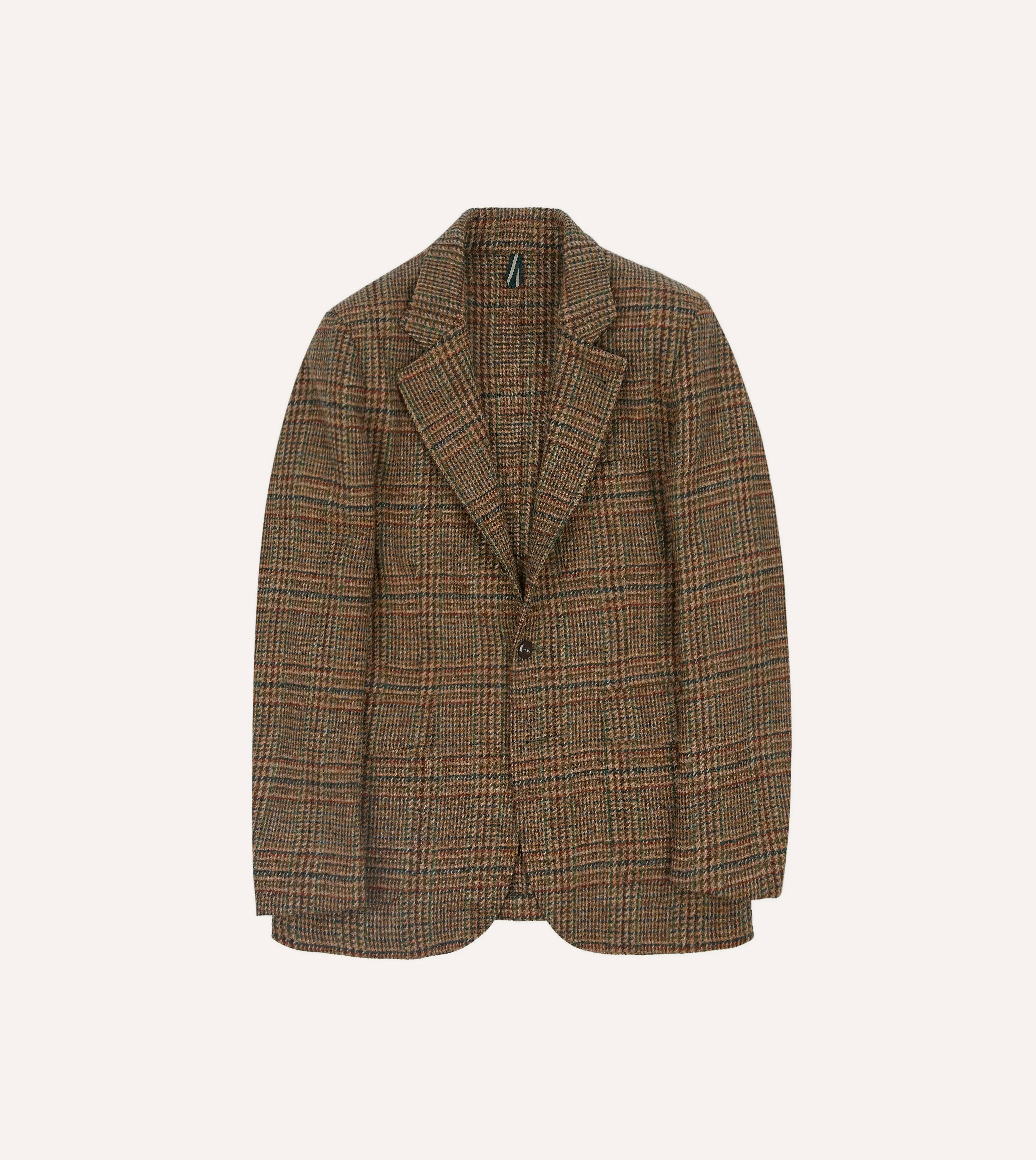 Classic Brown Prince of Wales Checkered Harris Tweed Games Blazer Mk. VII