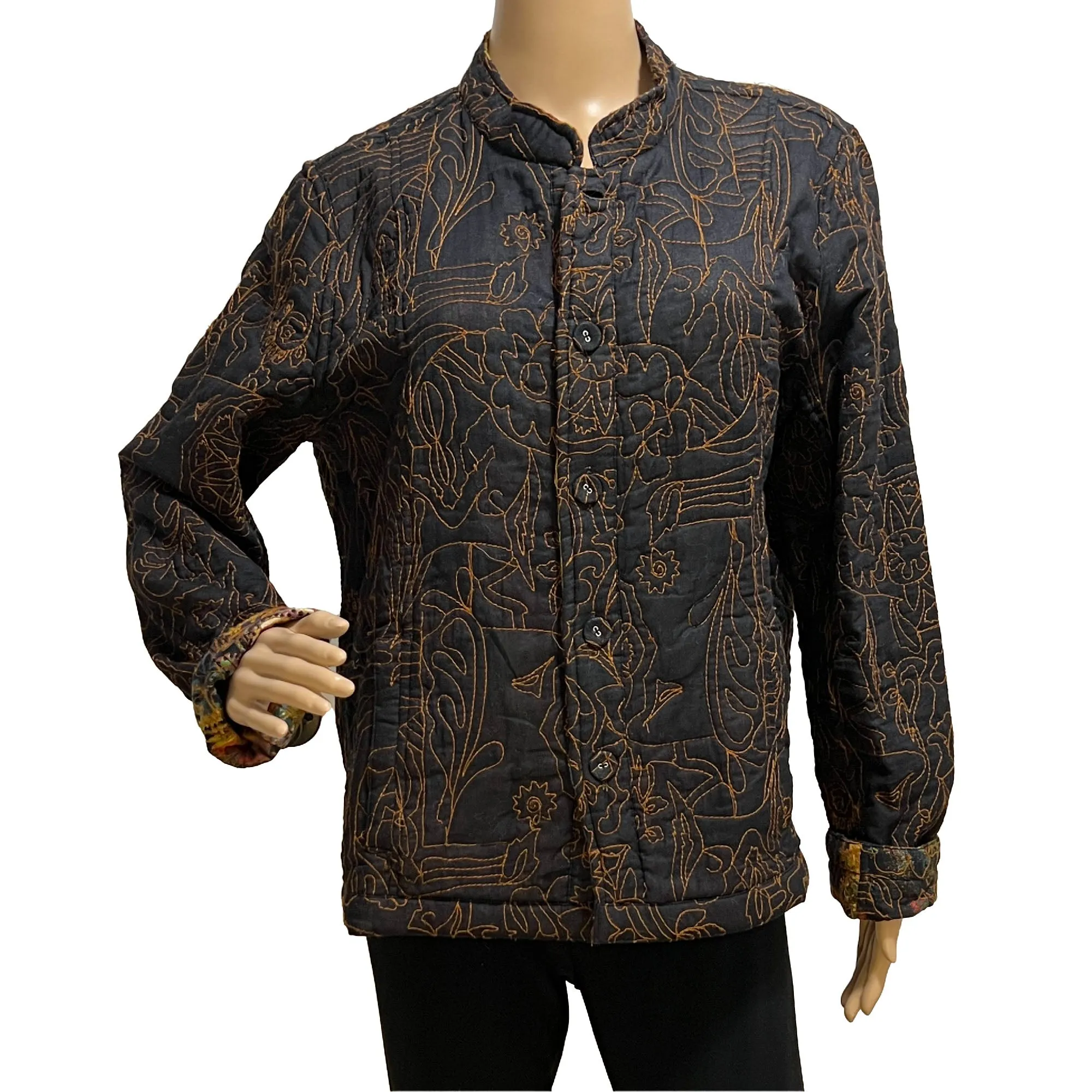 Chadwicks Abstract Multi-Color Reversible Lightweight Quilted Jacket - 16