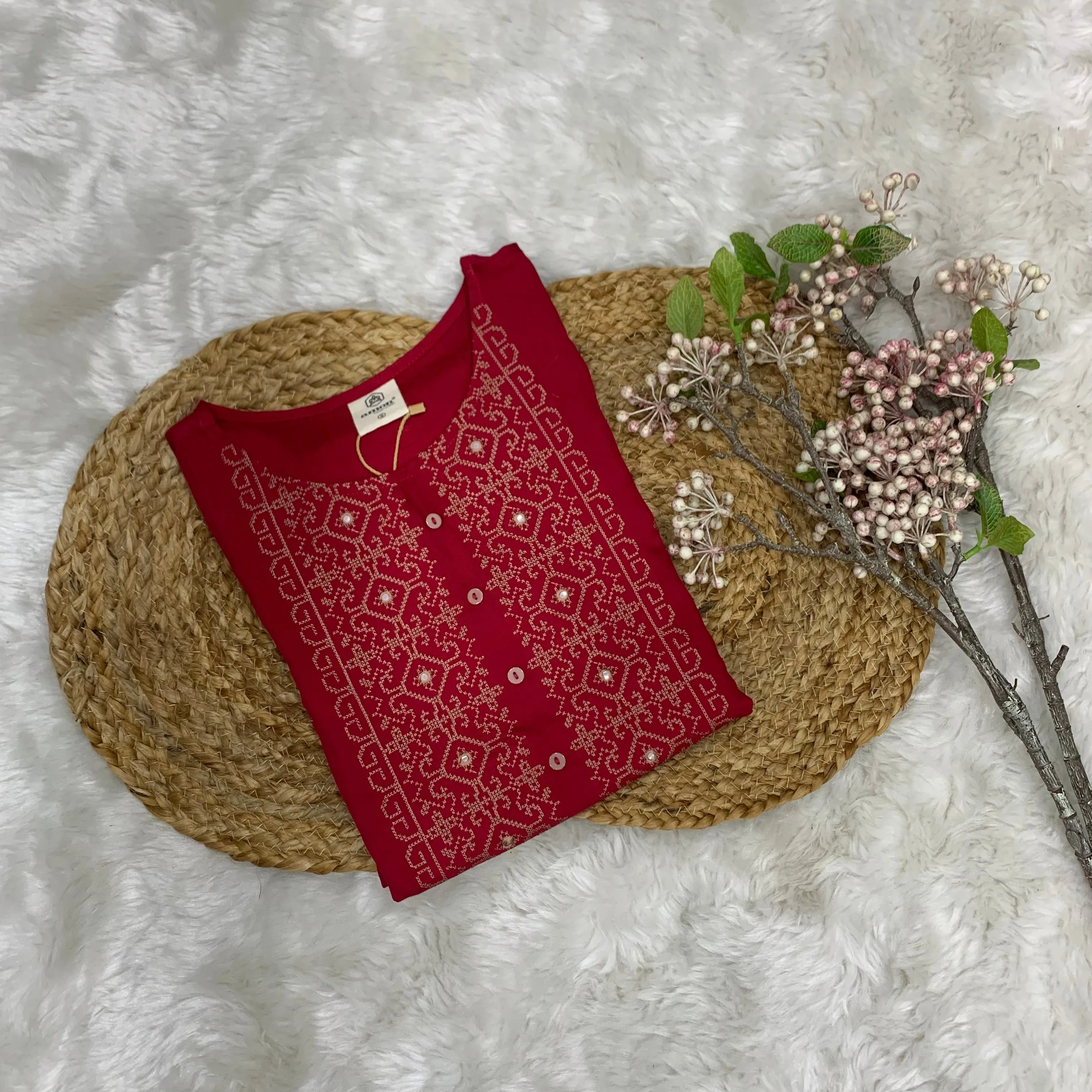 CHERRY RED KURTA