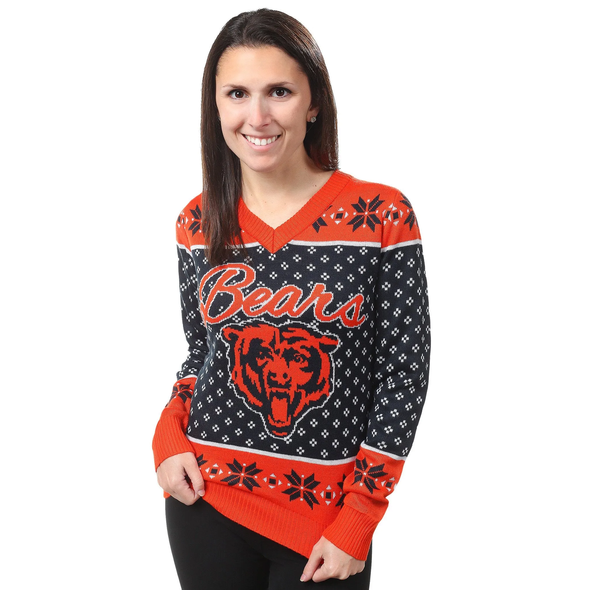 Womens Festive Chicago Bears Christmas Holiday Sweater