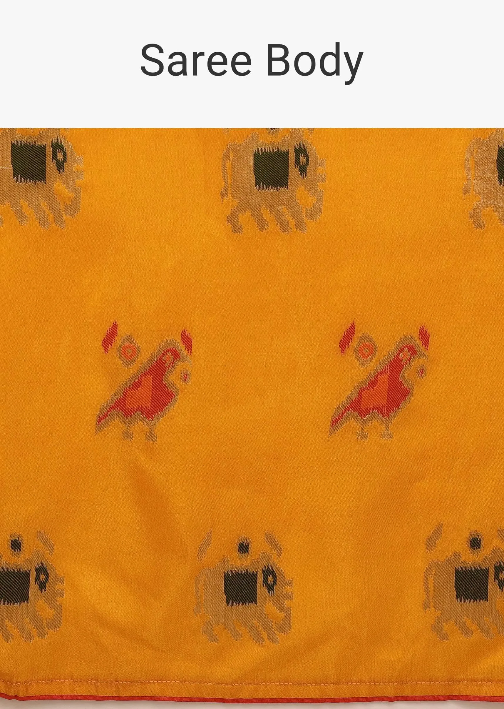 Chrome Saree In Dola Silk With Woven Patola Buttis And Red Unstitched Blouse