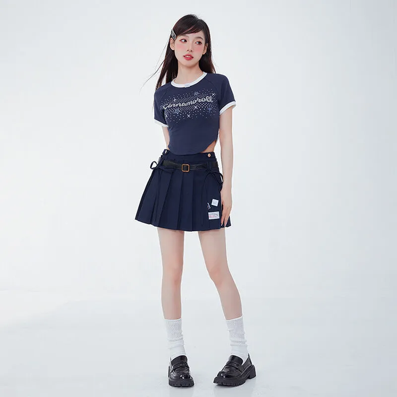 Cinnamoroll Letter Bow Tie Back Crop Tee