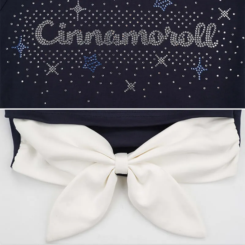 Cinnamoroll Letter Bow Tie Back Crop Tee