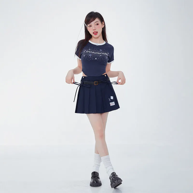 Cinnamoroll Letter Bow Tie Back Crop Tee