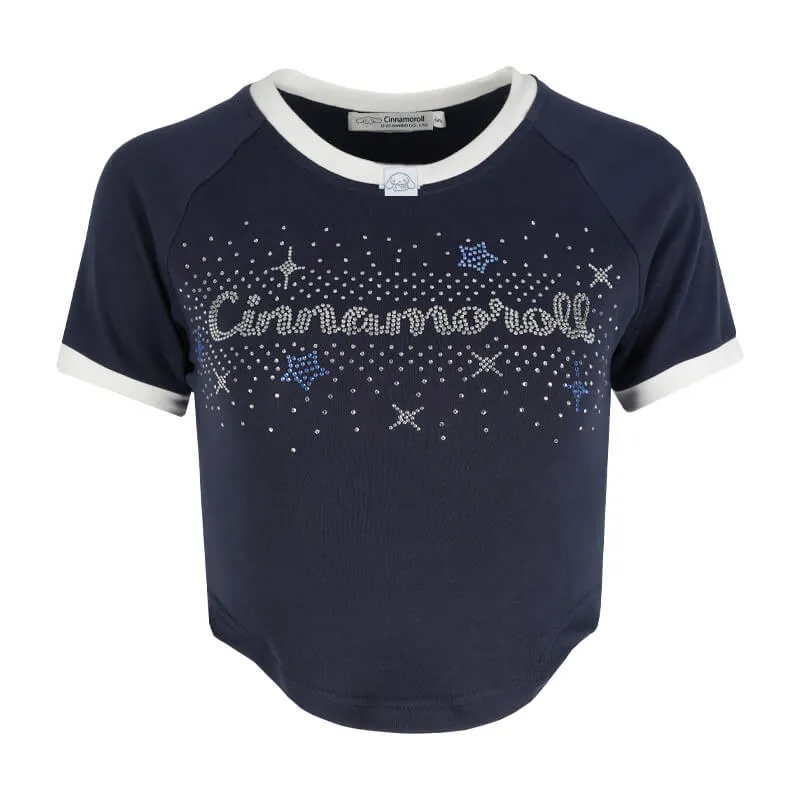 Cinnamoroll Letter Bow Tie Back Crop Tee