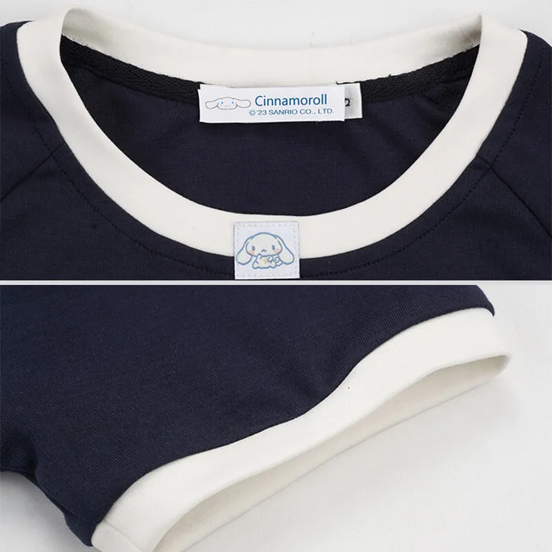 Cinnamoroll Letter Bow Tie Back Crop Tee