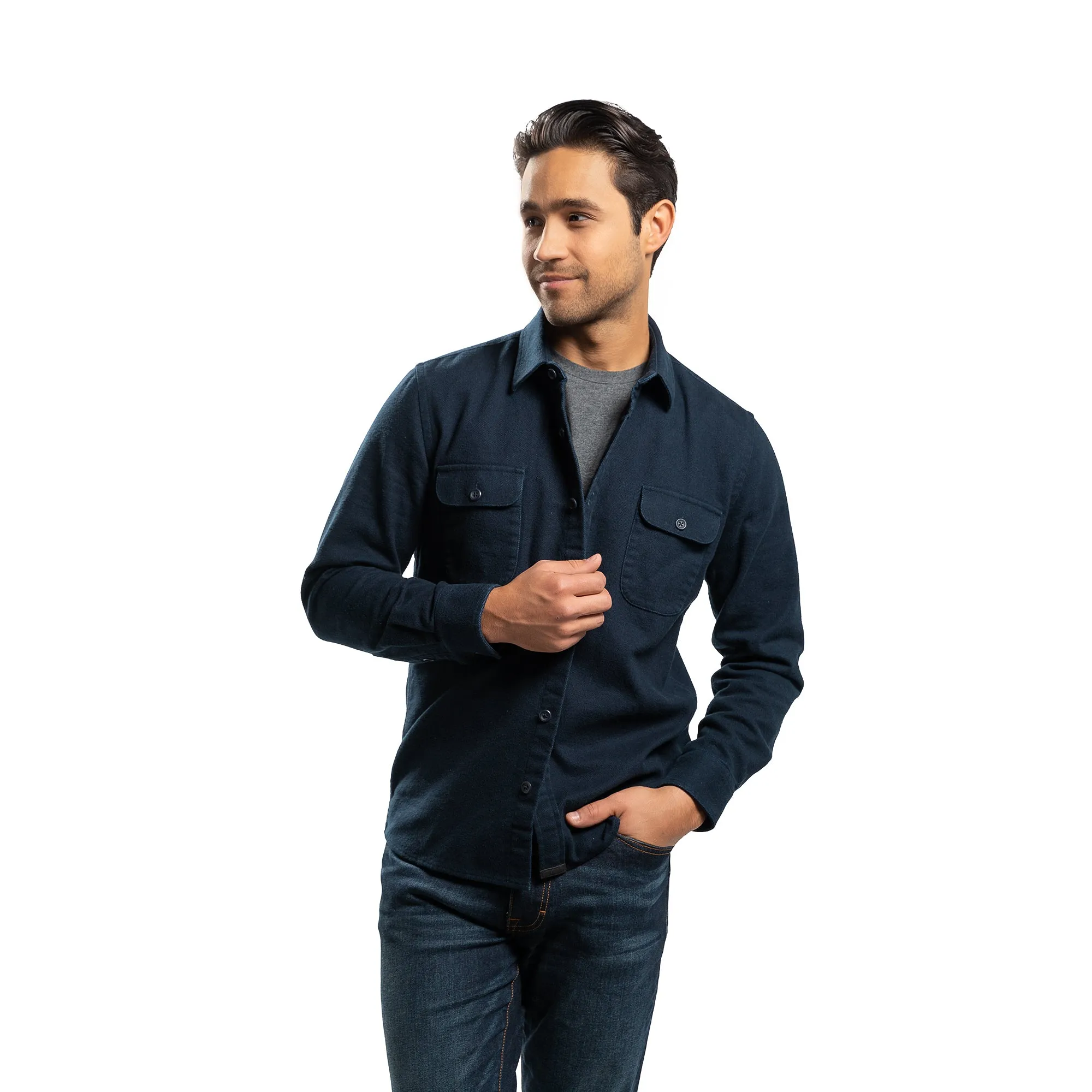 Flannel Shirt Jackets - Navy