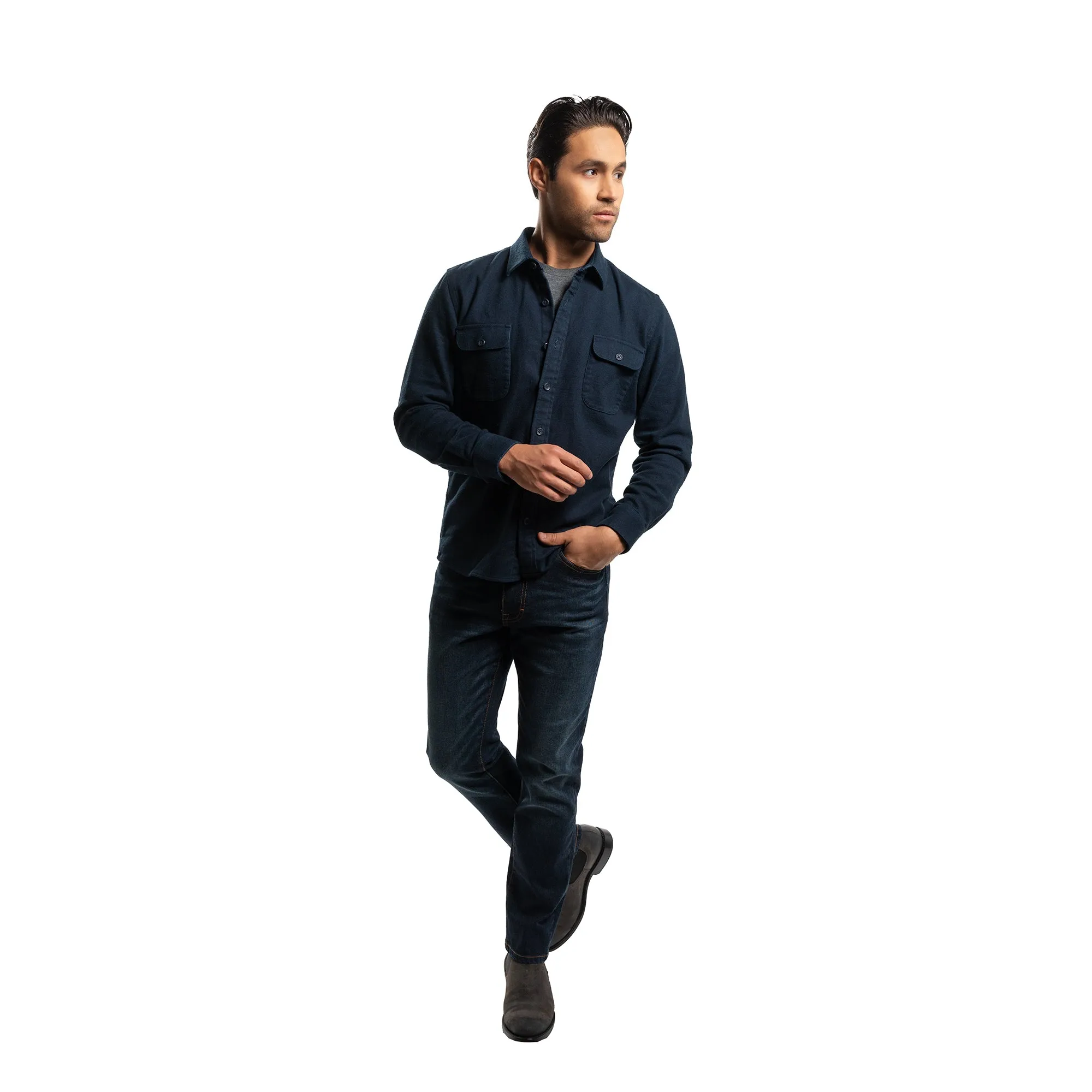 Flannel Shirt Jackets - Navy