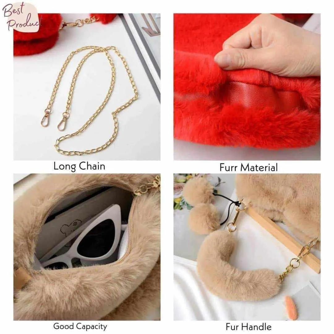 Fluffy Faux Fur Heart Bag