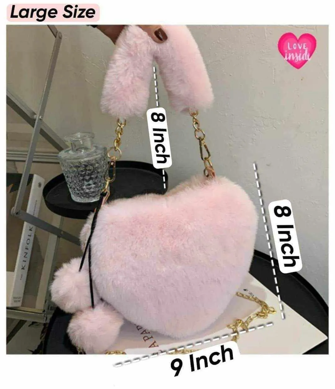 Fluffy Faux Fur Heart Bag