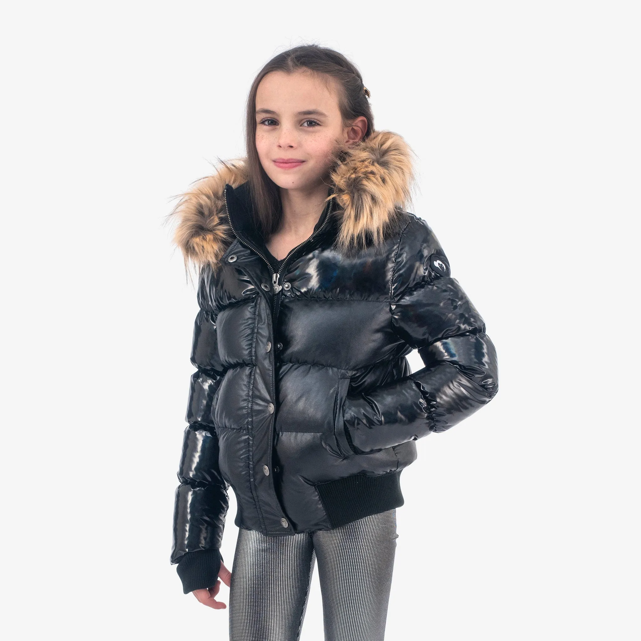 Black Mixed Kyla Puffer Coat