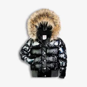Black Mixed Kyla Puffer Coat