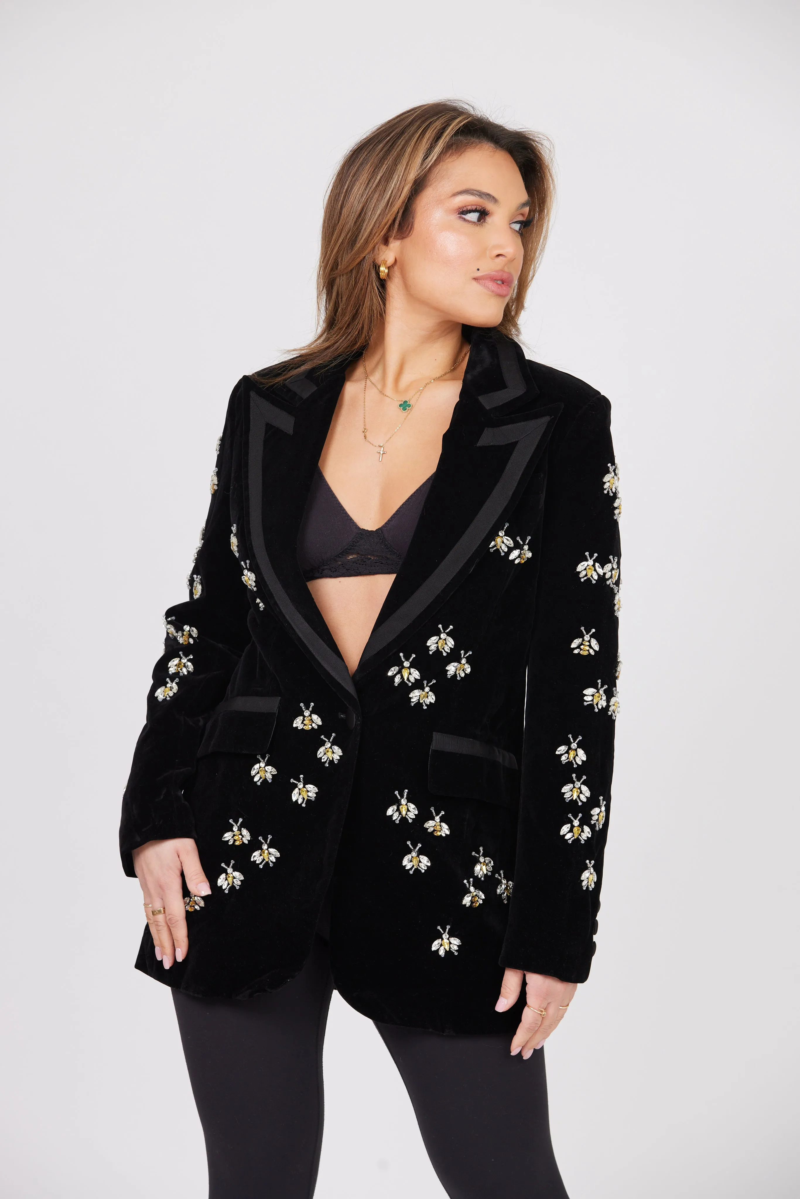 L’ABEILLE NOIR VELOUR BLAZER