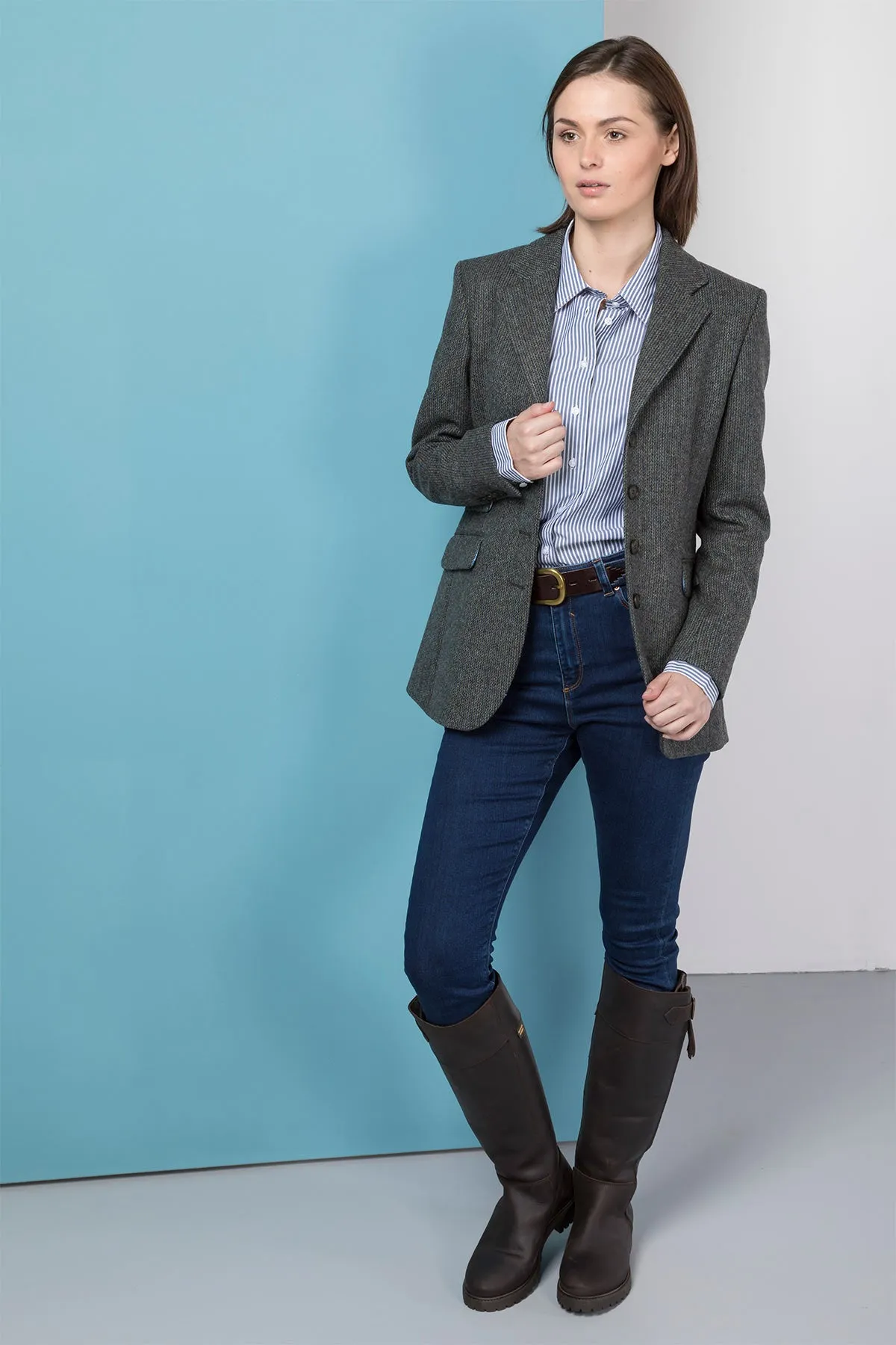 Womens Long Tweed Blazer