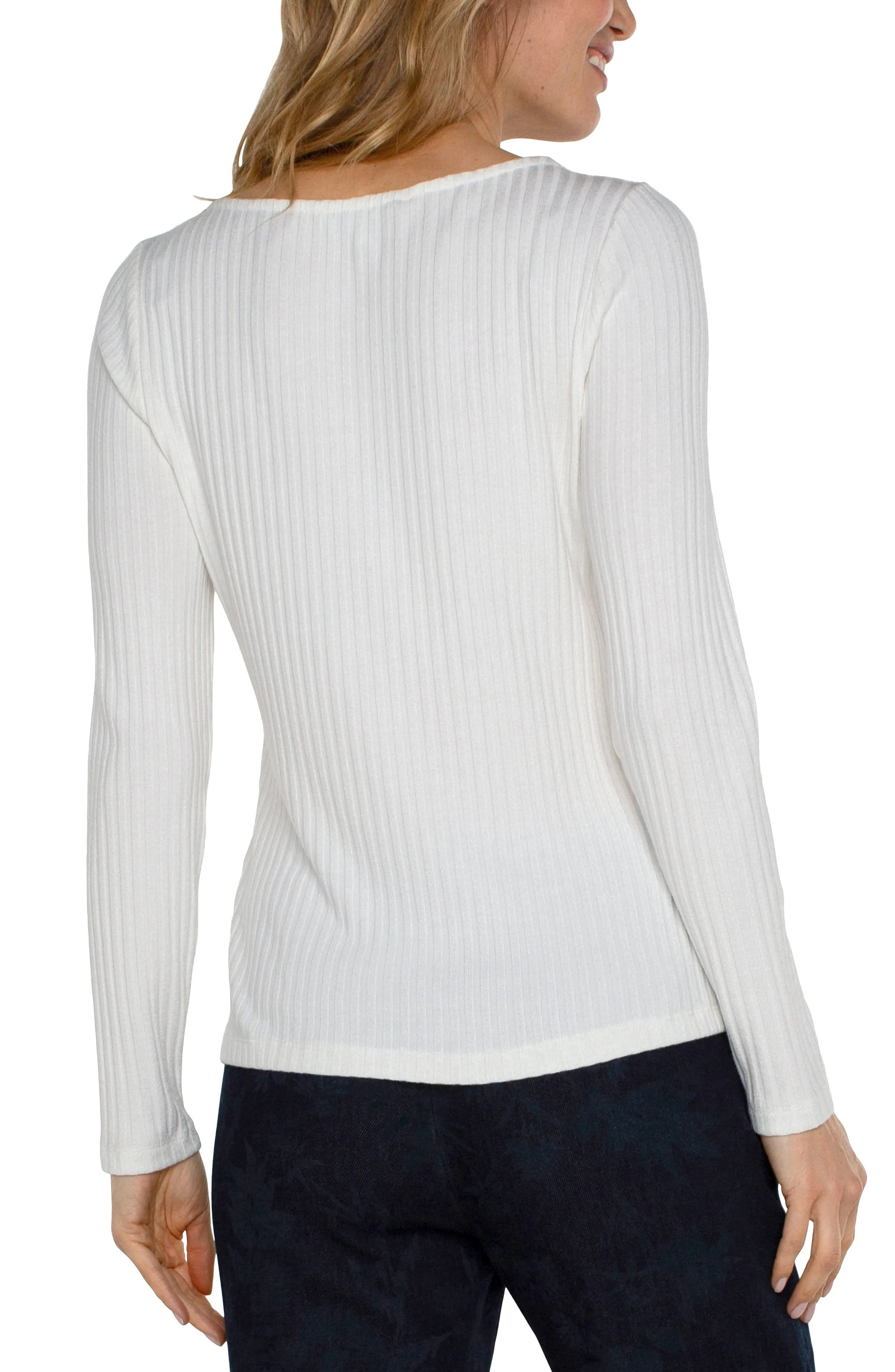 LONG SLEEVE BOAT NECK KNIT TOP