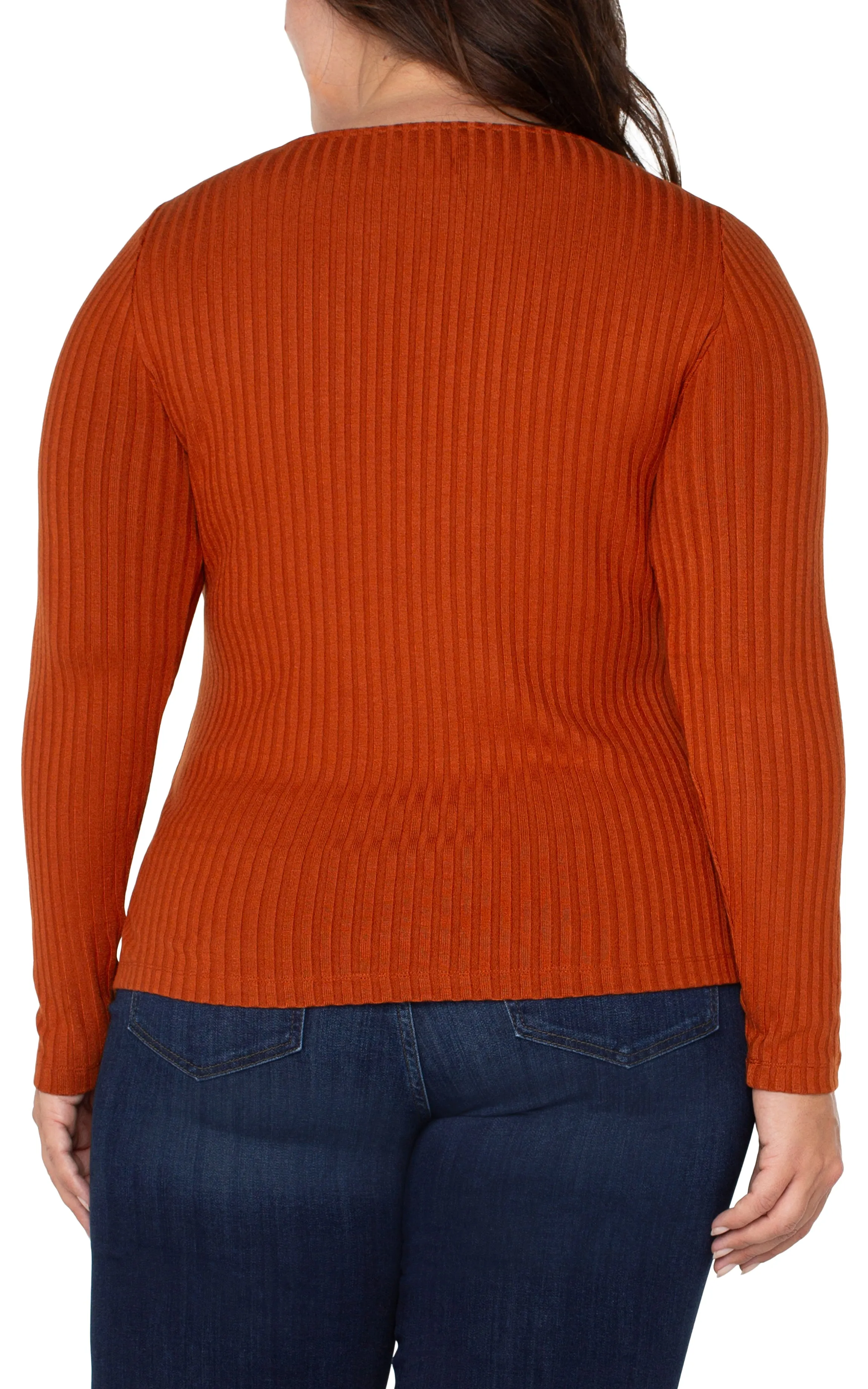 LONG SLEEVE BOAT NECK KNIT TOP