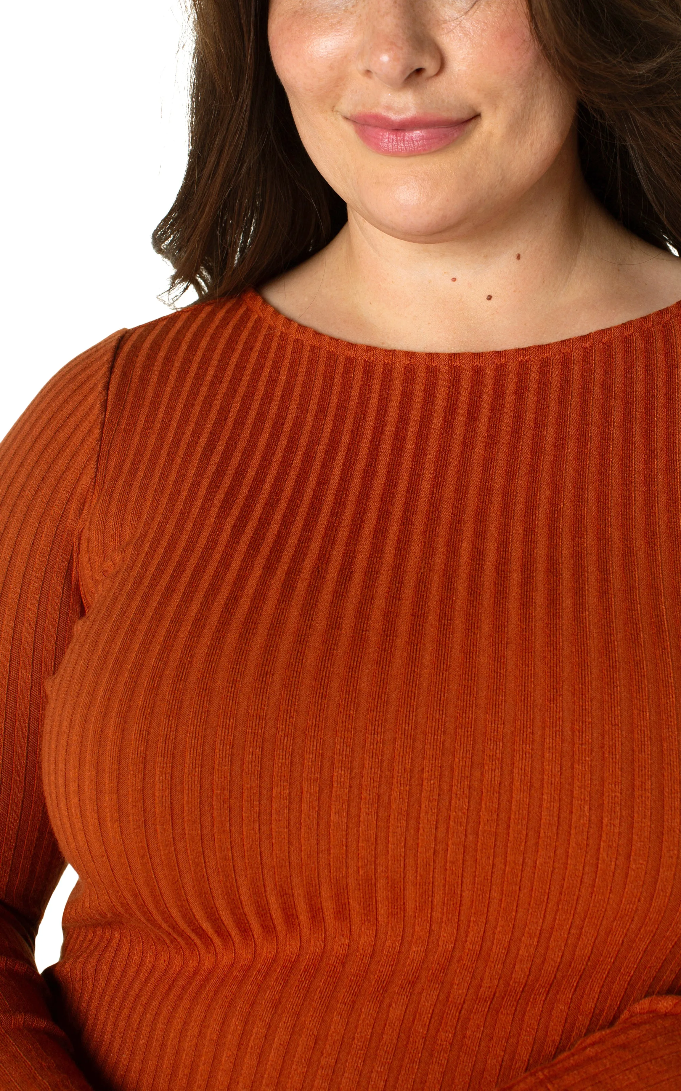 LONG SLEEVE BOAT NECK KNIT TOP