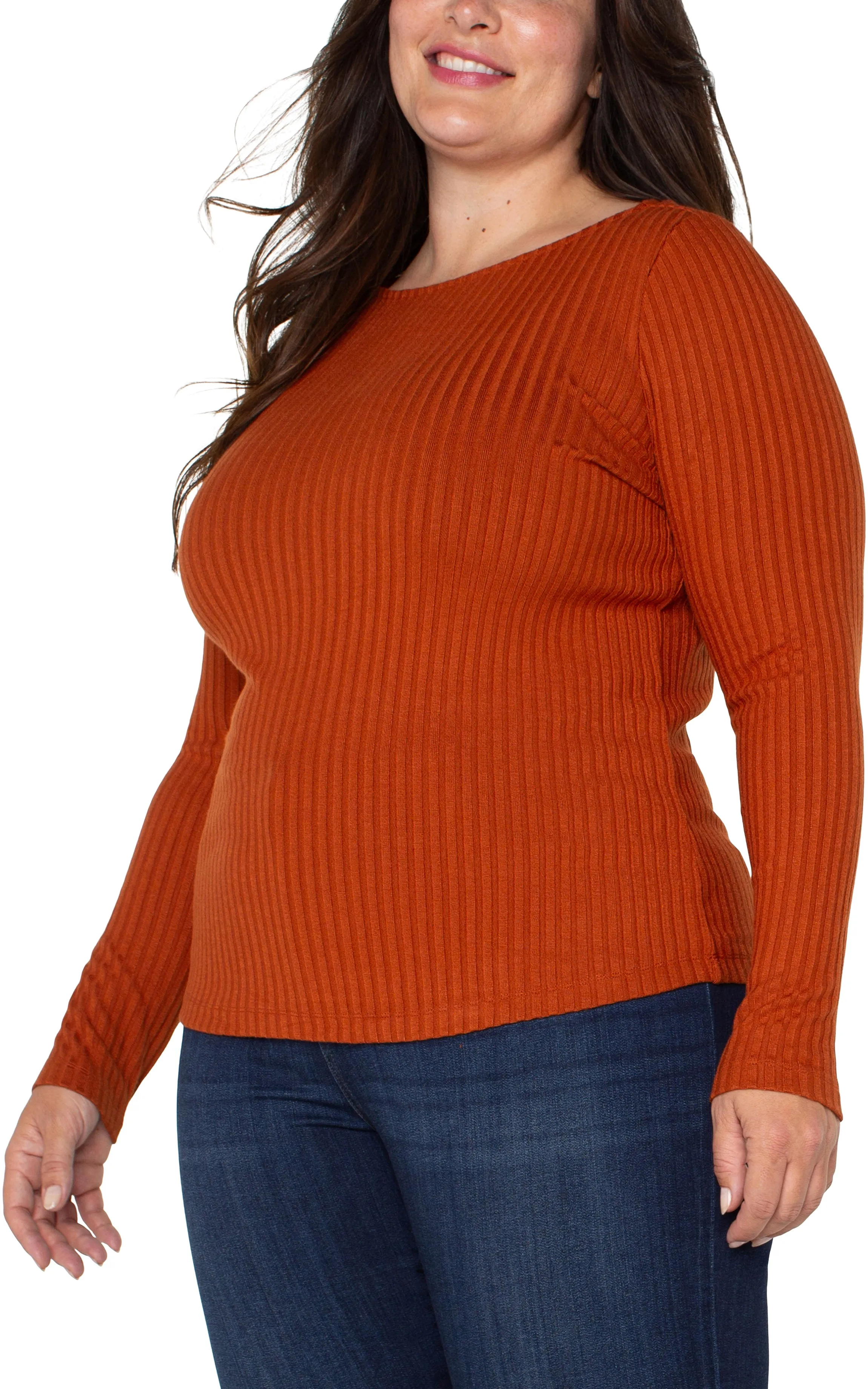 LONG SLEEVE BOAT NECK KNIT TOP