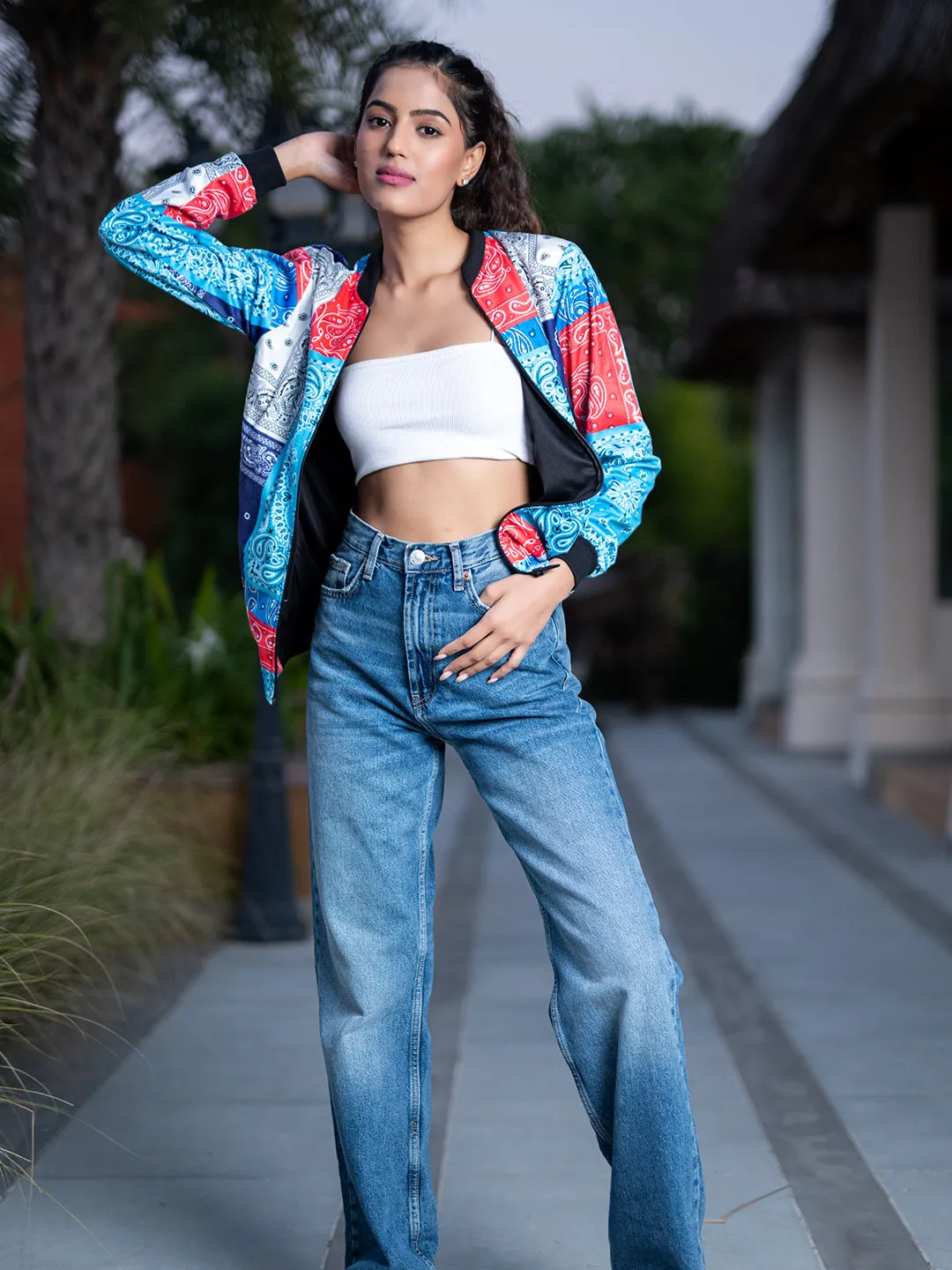 Multicolor Paisley Printed Velvet Jacket