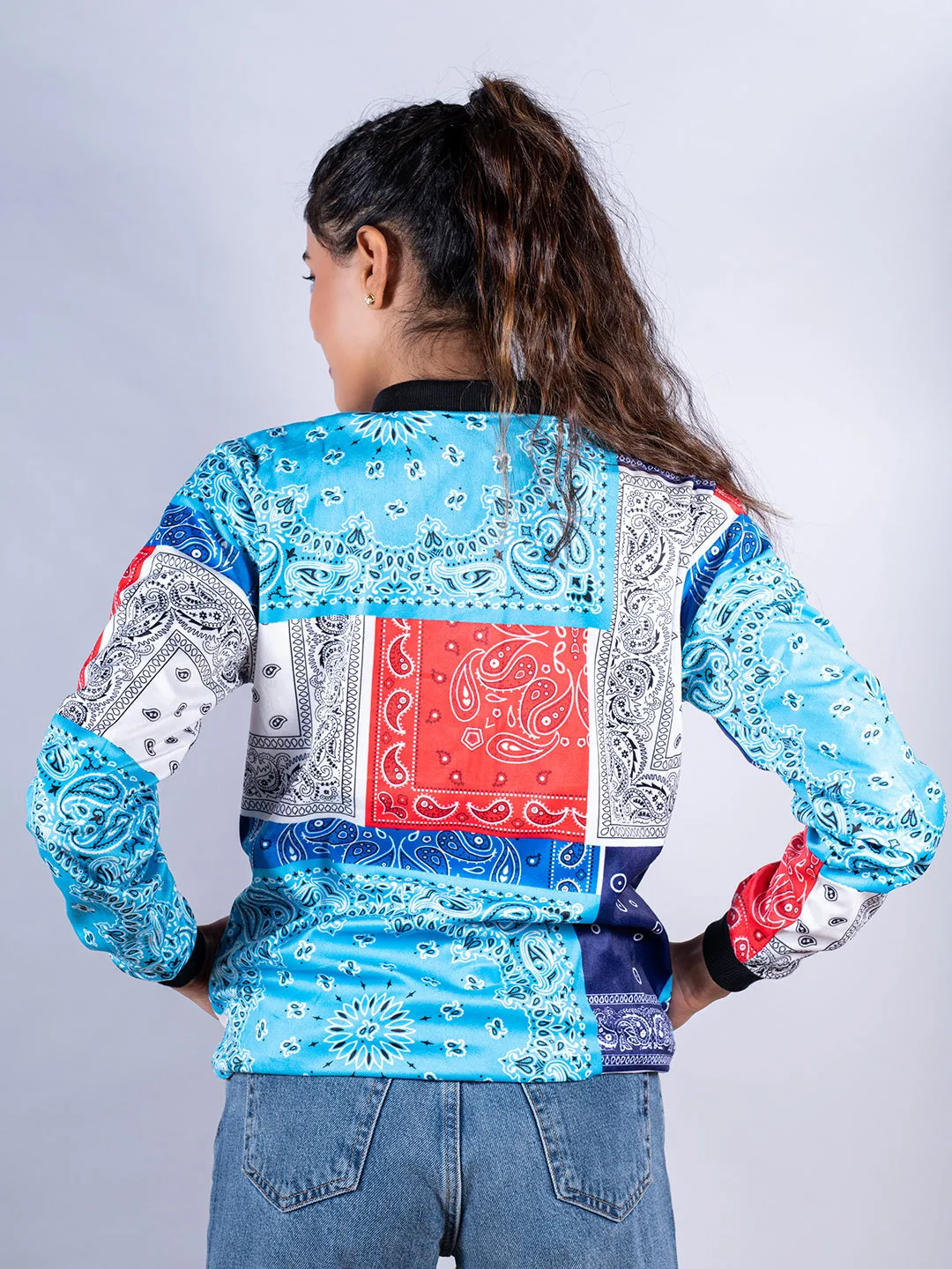 Multicolor Paisley Printed Velvet Jacket