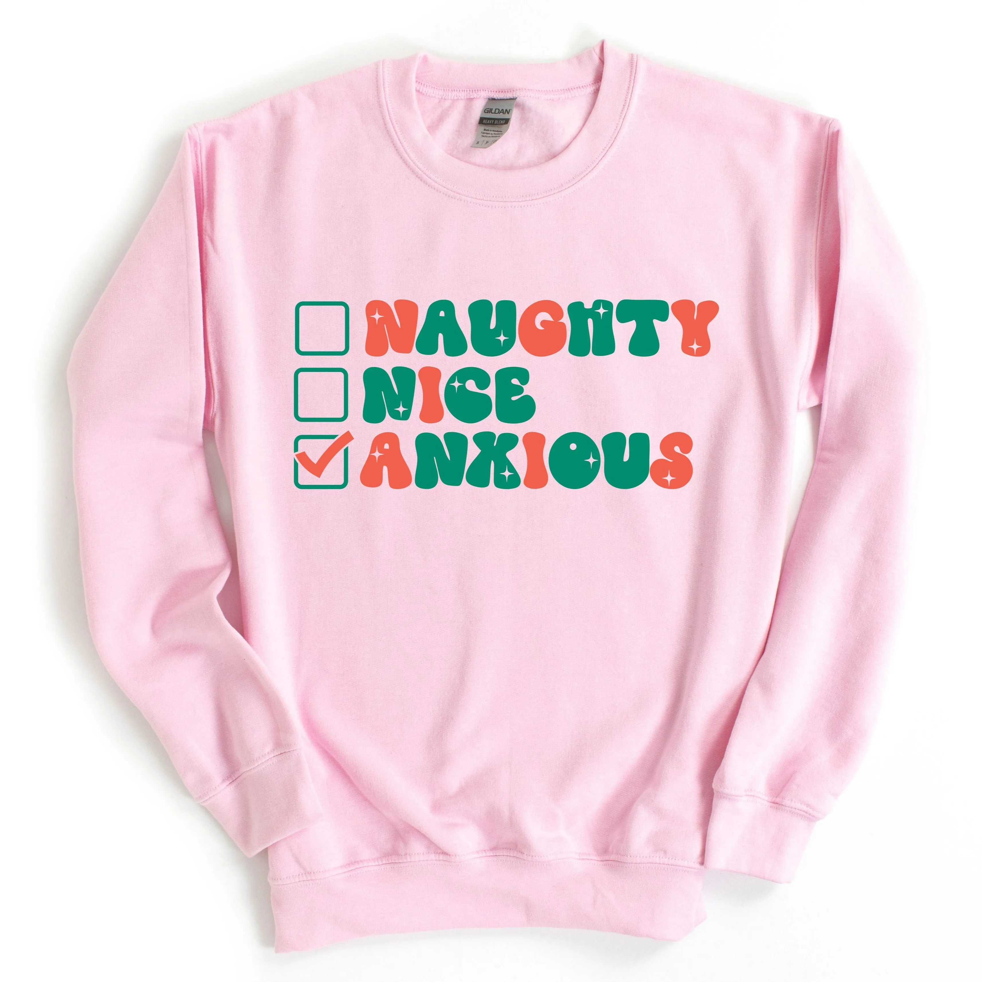 Naughty Nice Anxious | Adult Crewneck Sweatshirt