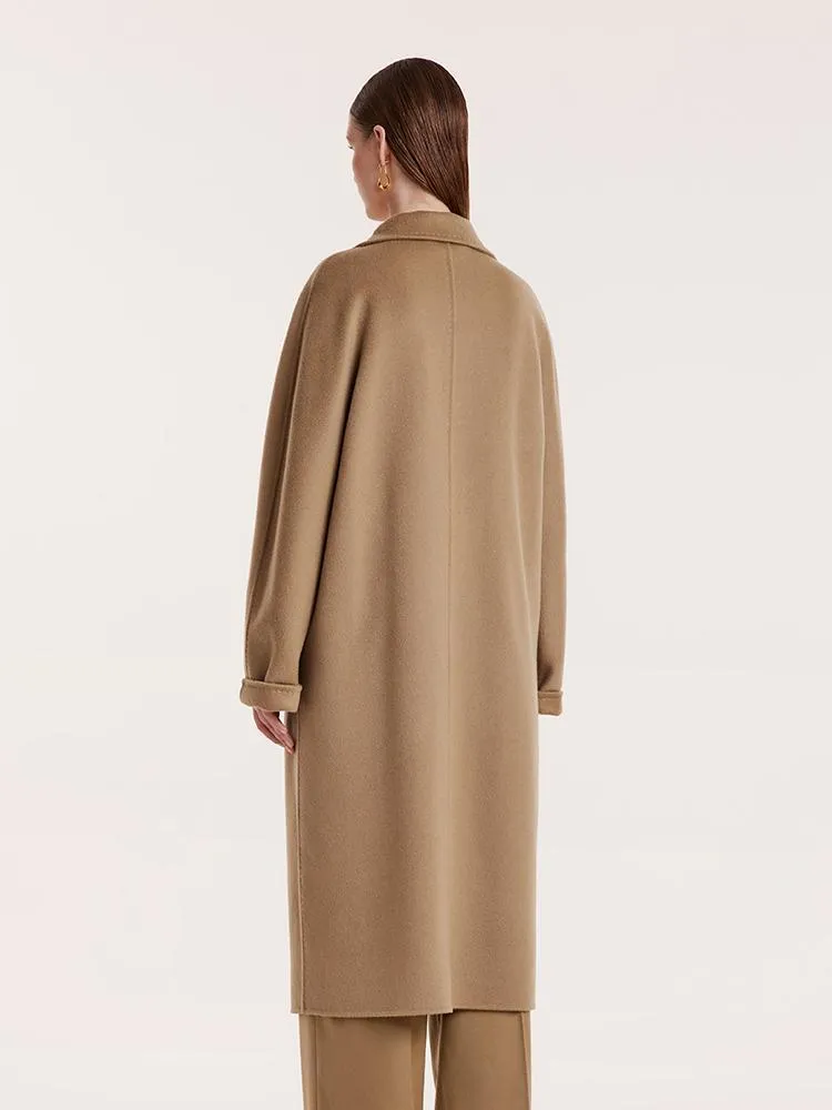 Pure Cashmere Double-Breasted Coat With Beret