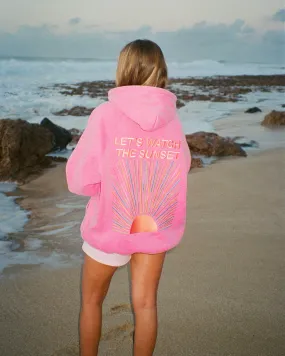 Vintage Washed Pink Oversized Lux Hoodie - Lets Watch the Sunset