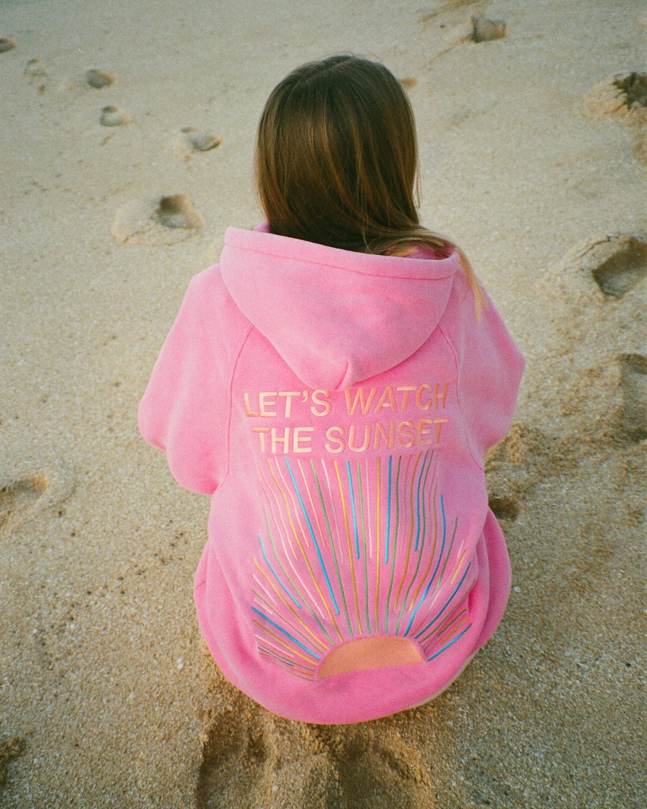 Vintage Washed Pink Oversized Lux Hoodie - Lets Watch the Sunset