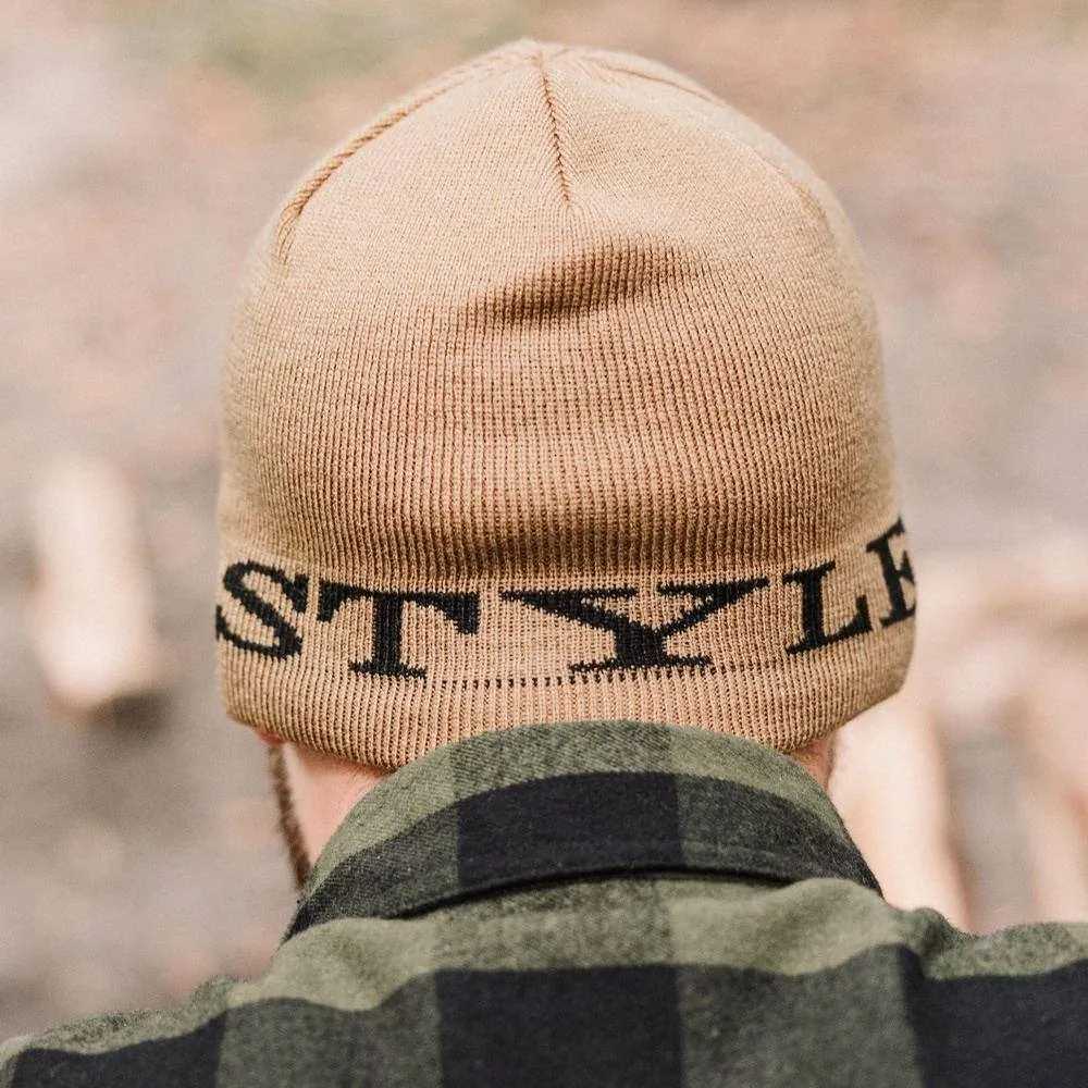 Reversible Skull Cap Beanie - Black and Tan