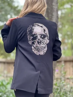 Rhinestone Skull Blazer - Black