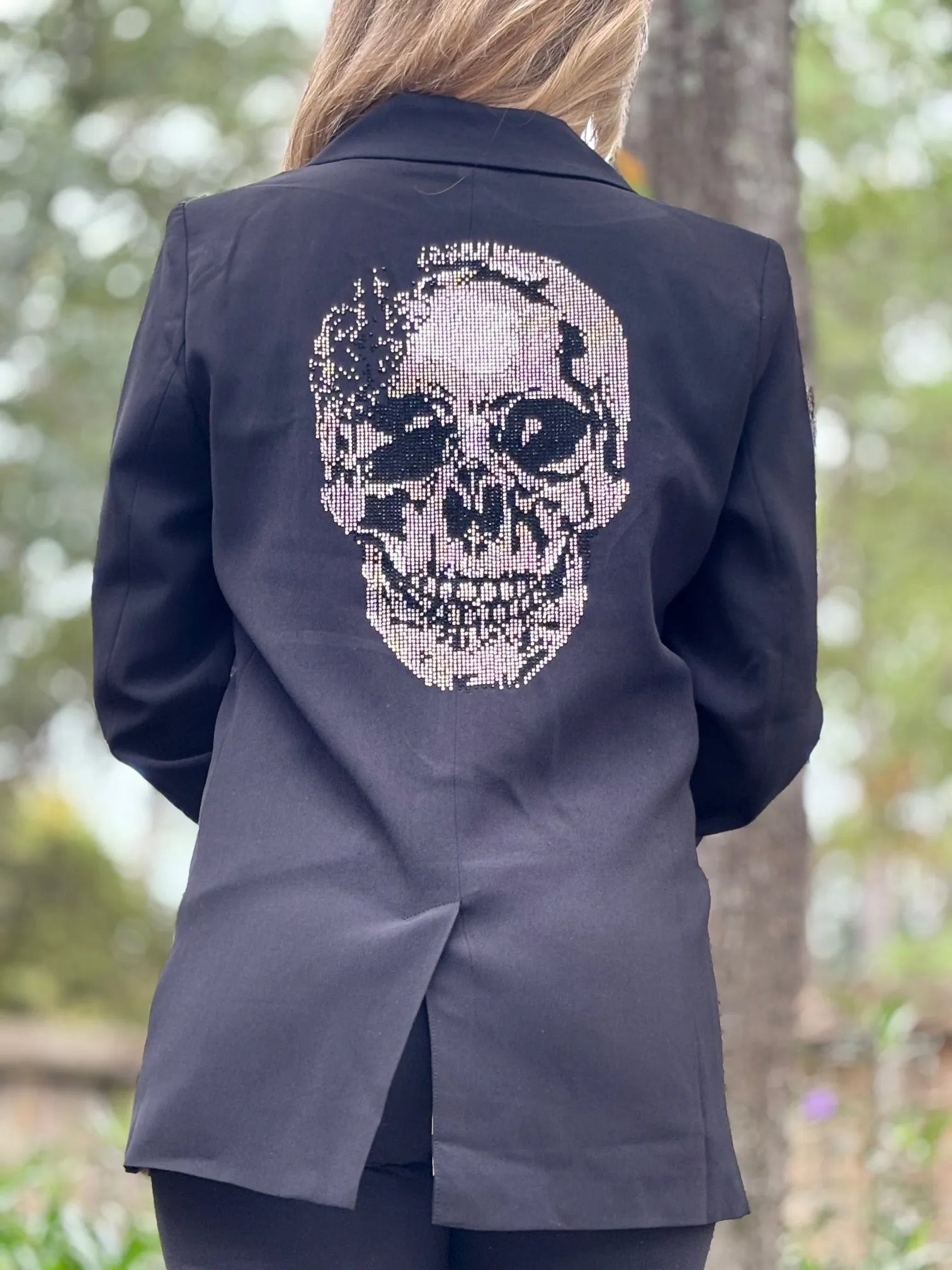 Rhinestone Skull Blazer - Black