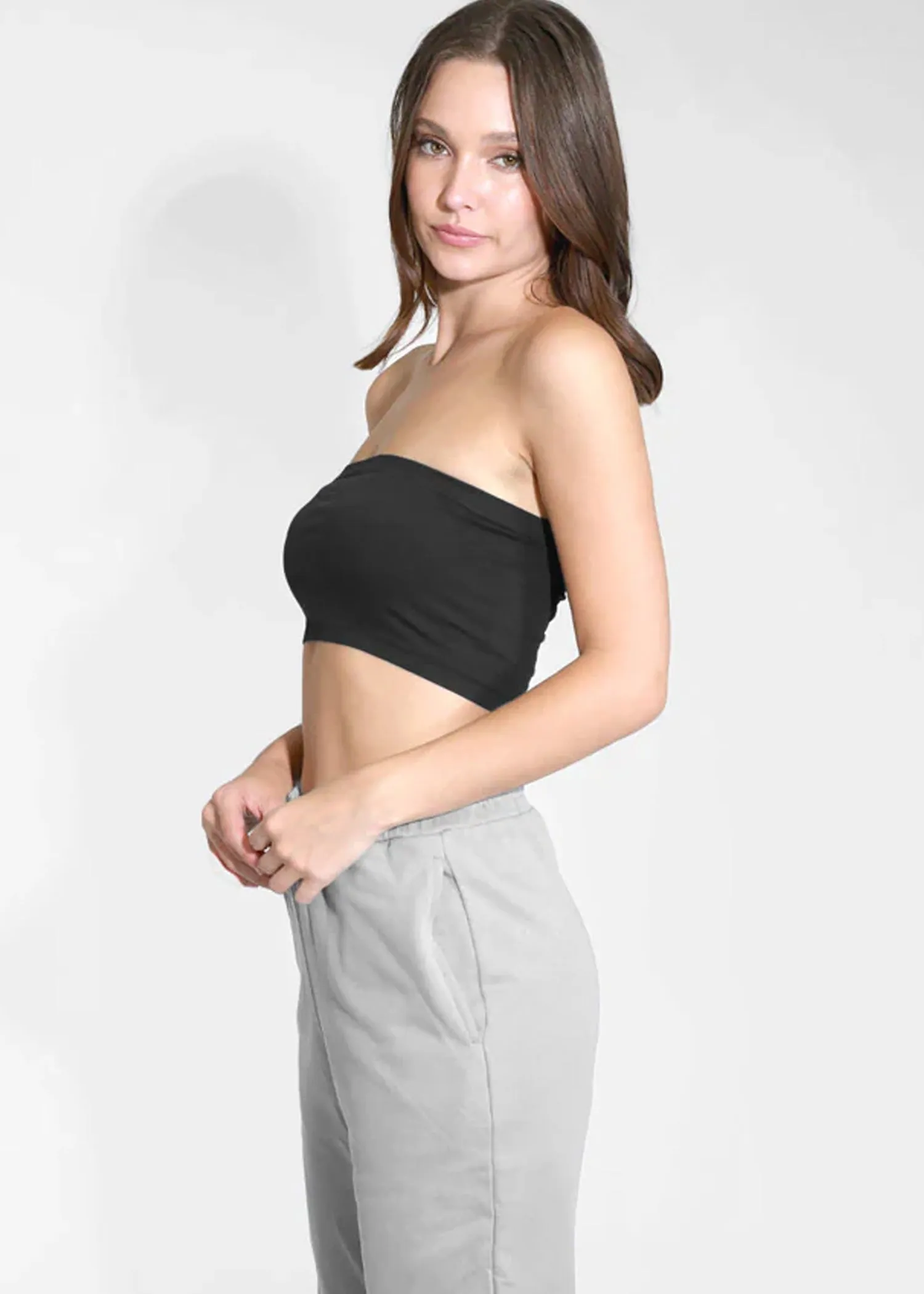 Seamless Bandeau Top in Black - Nikibiki