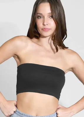 Seamless Bandeau Top in Black - Nikibiki