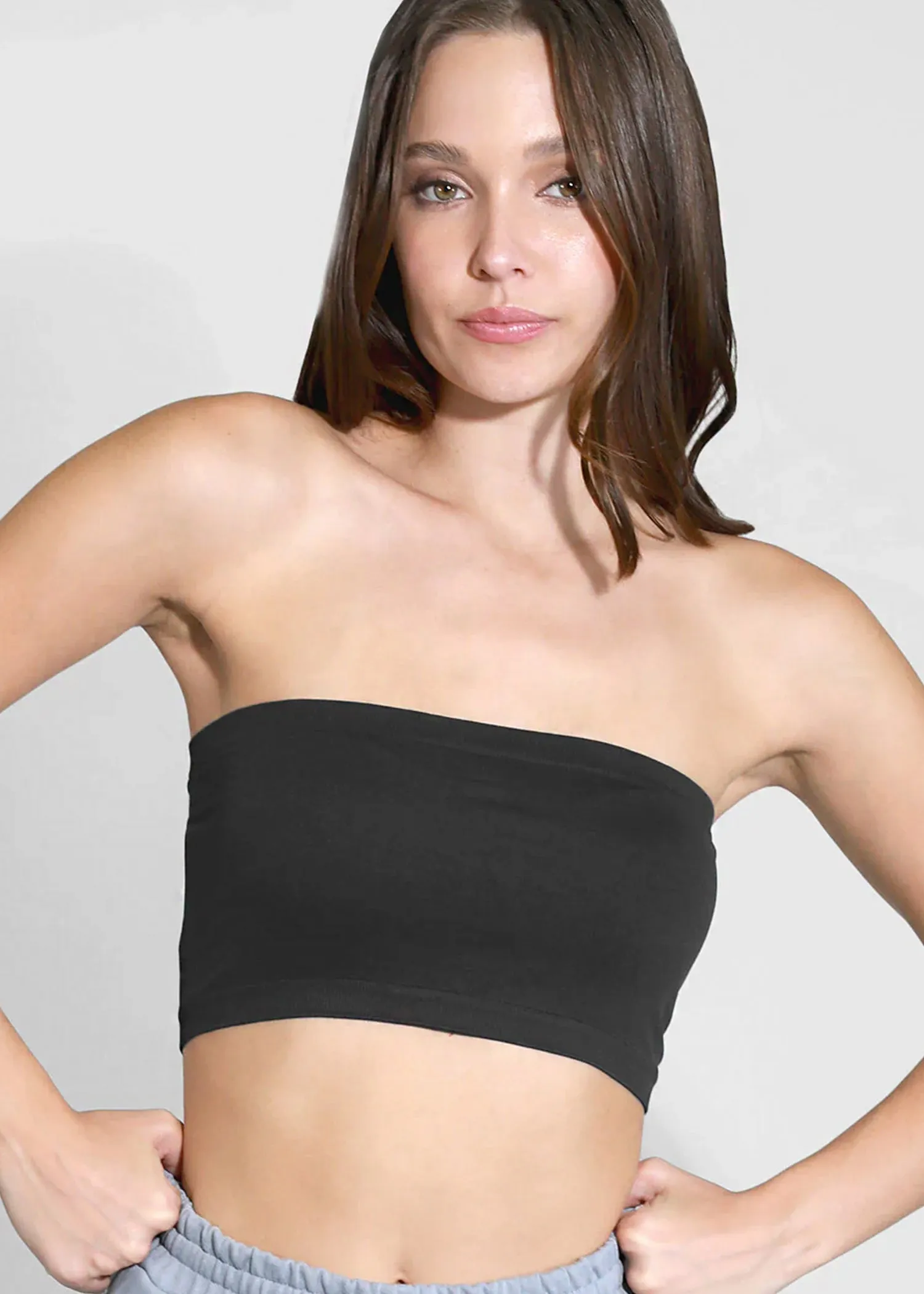 Seamless Bandeau Top in Black - Nikibiki