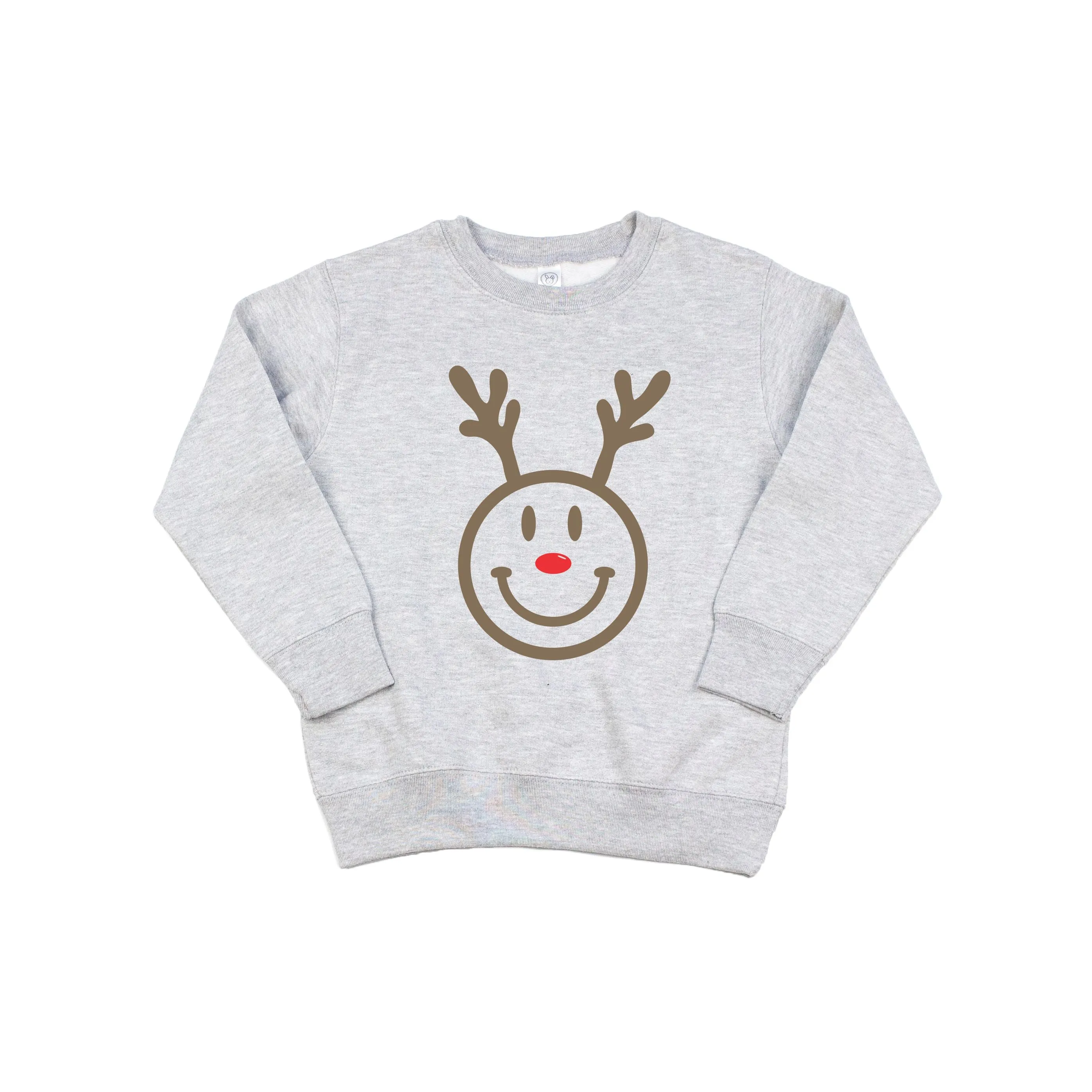 Smiley Reindeer Kid's Crewneck Pullover Sweatshirt