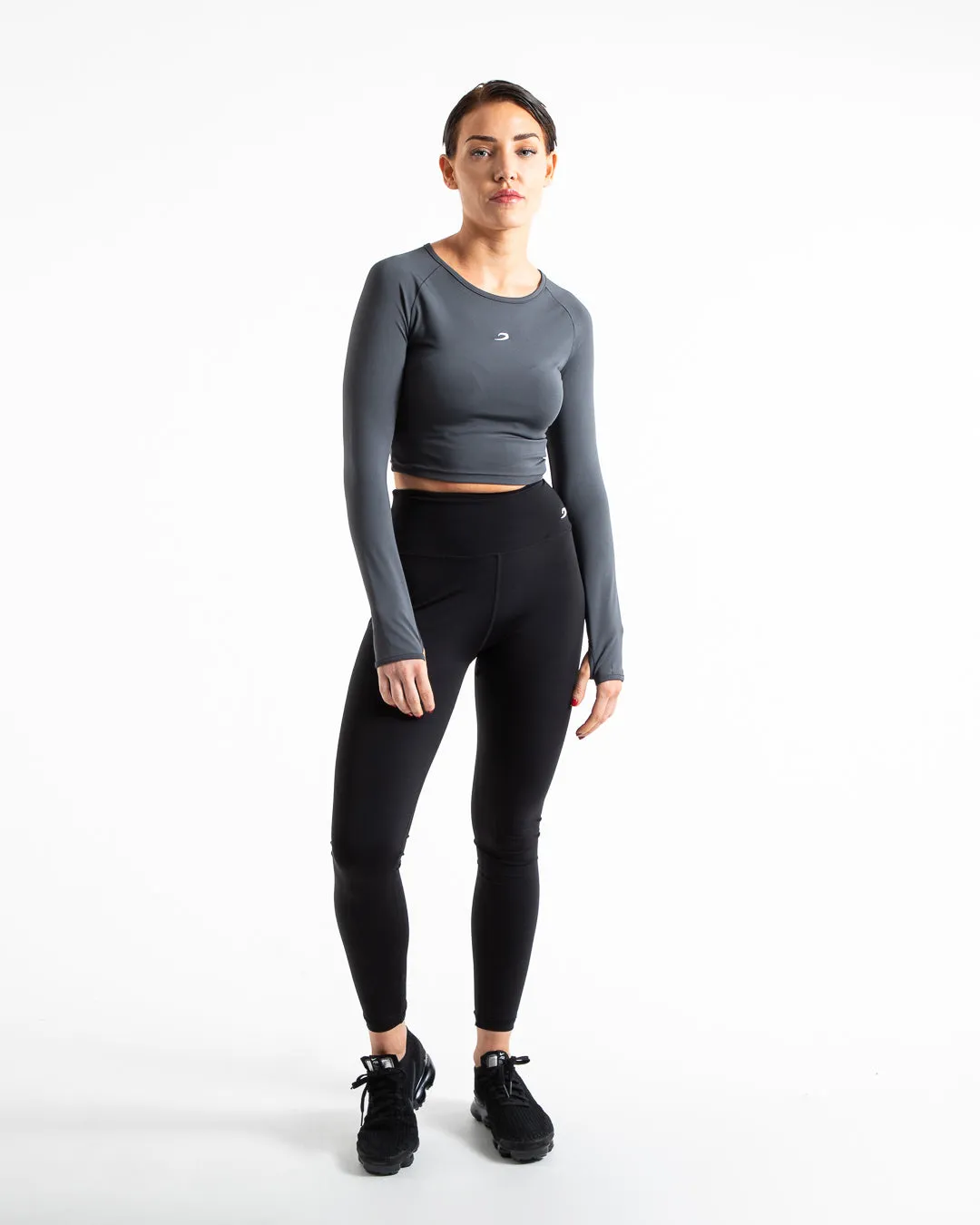 Training Long Sleeve Crop Top - Charcoal