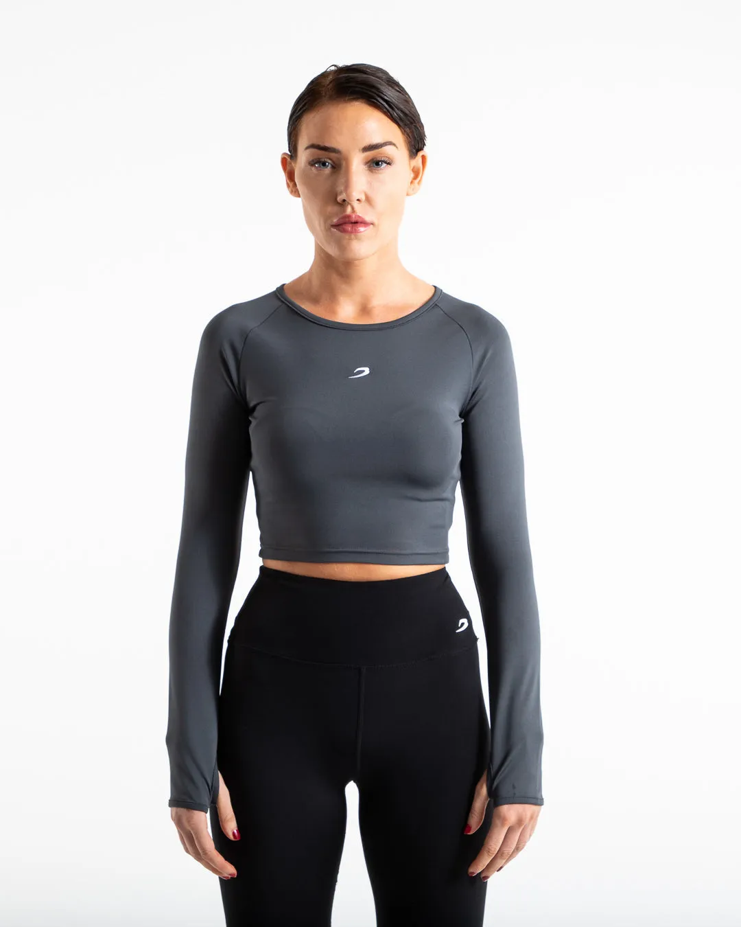 Training Long Sleeve Crop Top - Charcoal