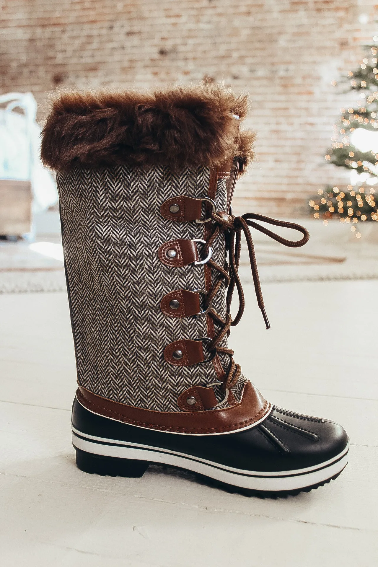 Tweed Fur Lined Duck Boots